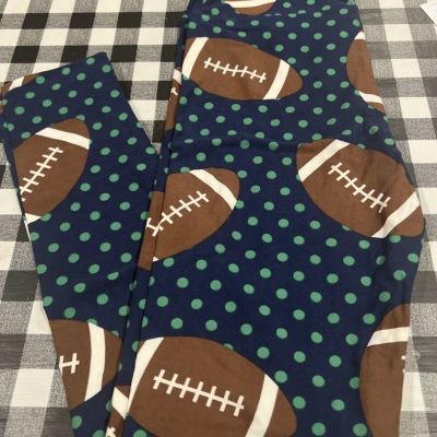 Lularoe OS Leggings one size Polka Dots Football fun bright #804